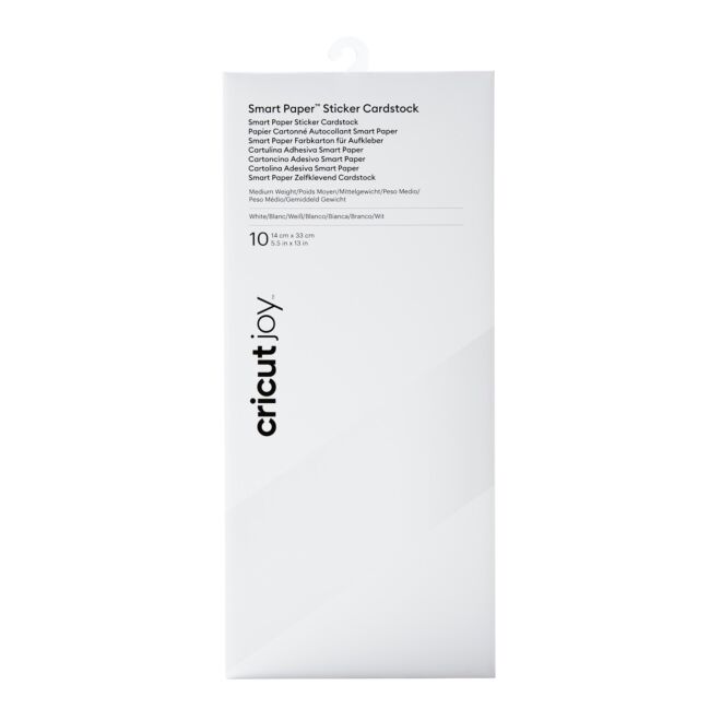 Cricut Joy Smart Sticker Cardstock/Stickerkarton 14 cm x 33 cm - 10 Blatt (Weiß)