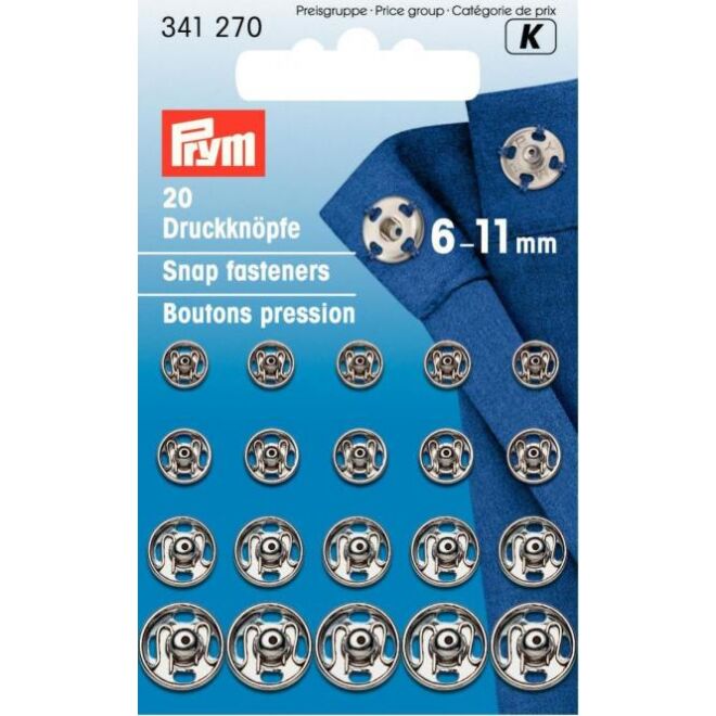 Prym Annäh-Druckknöpfe 6-11mm silber