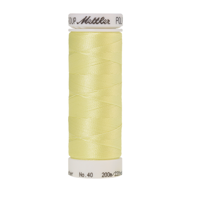Amann Mettler Poly Sheen Lemon Frost glänzt durch den trilobalen Fadenquerschnitt besonders schön. Zum Sticken, Quilten, Nähen. 200m Spule
