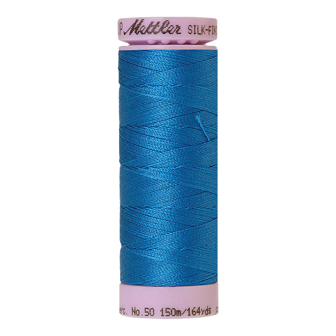 Silk-Finish Cotton 50, 150m - Mediterranian Blue: Reines Baumwollgarn aus 100% langstapliger, ägyptischer Baumwollte von Amann Mettler