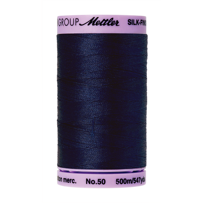 Silk-Finish Cotton 50, 500m - Navy: Reines Baumwollgarn aus 100% langstapliger, ägyptischer Baumwollte von Amann Mettler