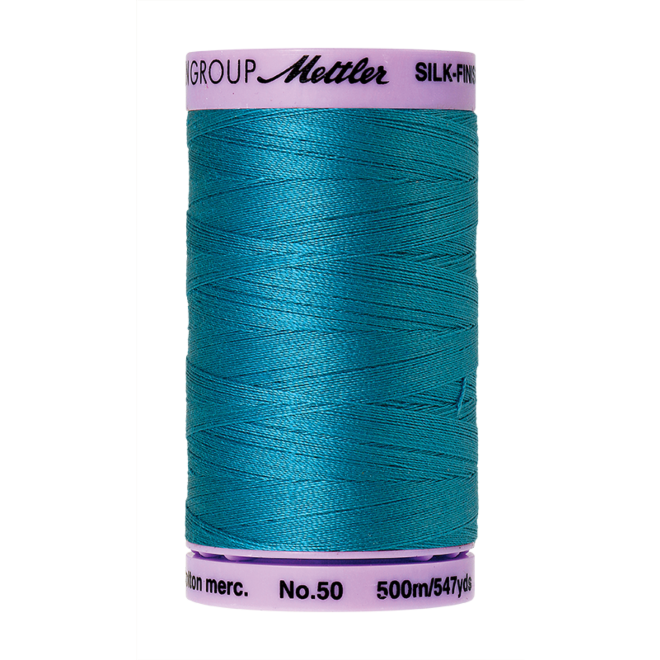 Silk-Finish Cotton 50, 500m - Caribbean Blue: Reines Baumwollgarn aus 100% langstapliger, ägyptischer Baumwollte von Amann Mettler