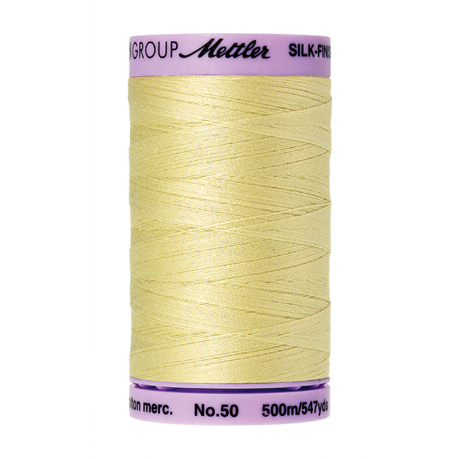 Silk-Finish Cotton 50, 500m - Lemon Frost: Reines Baumwollgarn aus 100% langstapliger, ägyptischer Baumwollte von Amann Mettler