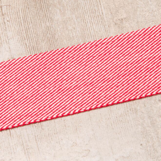 40mm Gurtband "Bonnie" Diagonalstreifen rot