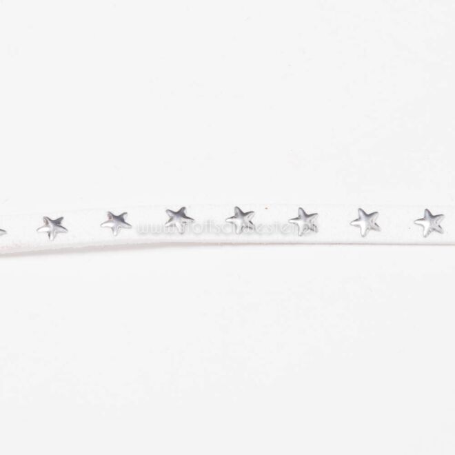 7mm Kunstwildlederband mit Sternen weiß