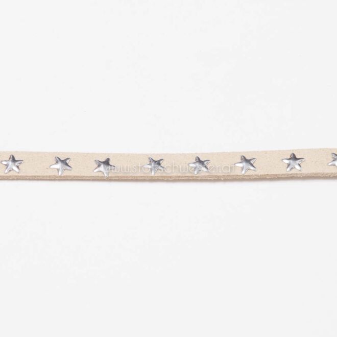 7mm Kunstwildlederband mit Sternen beige