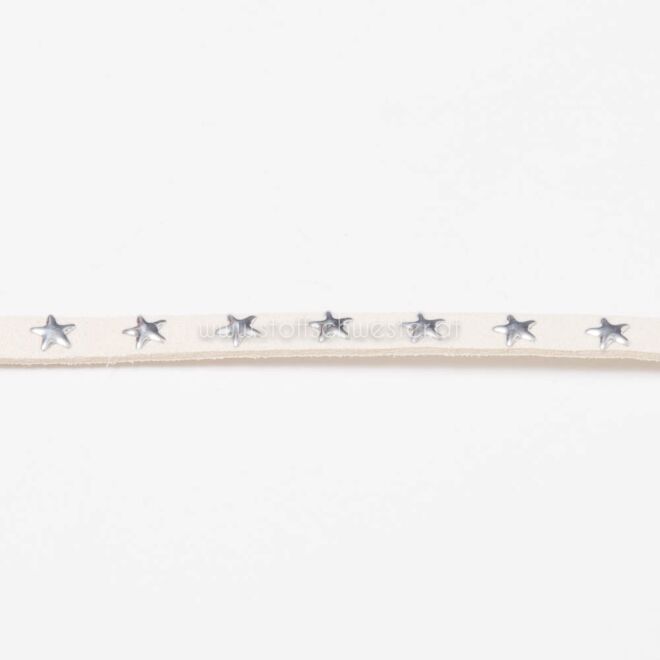 7mm Kunstwildlederband mit Sternen creme