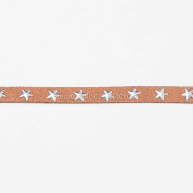 7mm Kunstwildlederband mit Sternen nussbraun