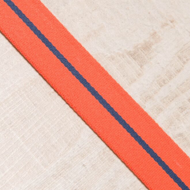30mm Gurtband "Single Stripe" orange/blau