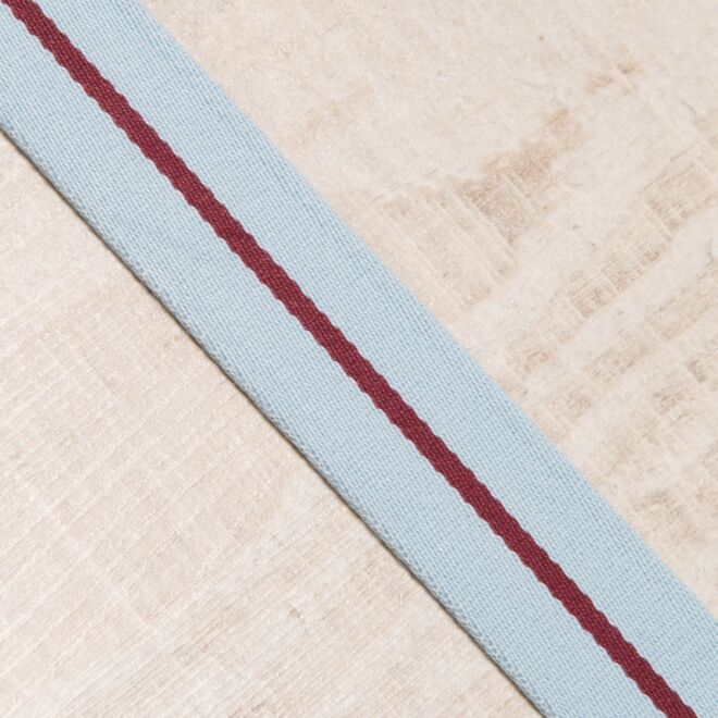30mm Gurtband "Single Stripe" hellblau/bordeaux