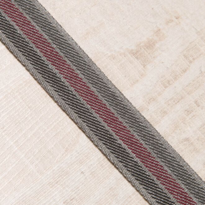 30mm Gurtband "Vintage Stripes" grau/rot/schwarz