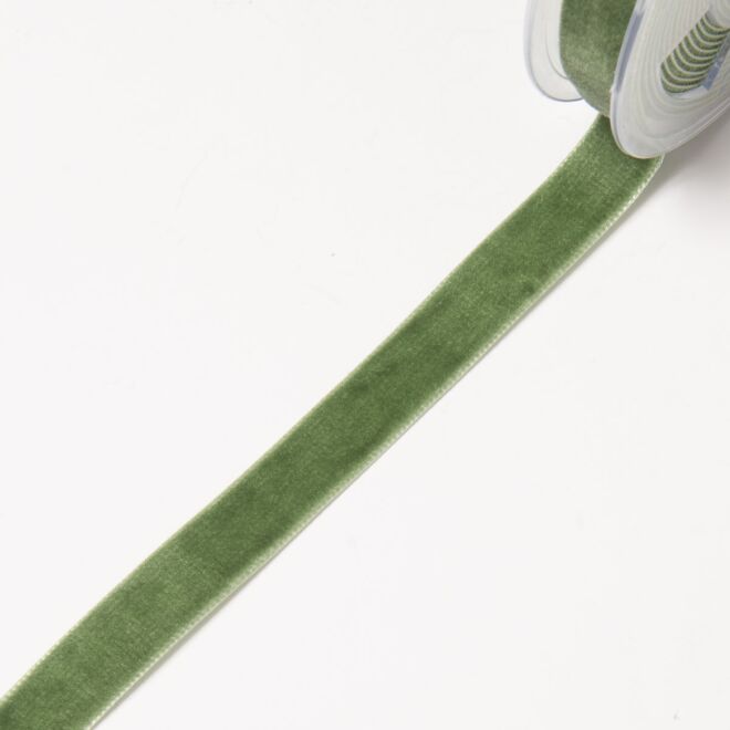 16mm Hochdichtes Samtband olivgrün