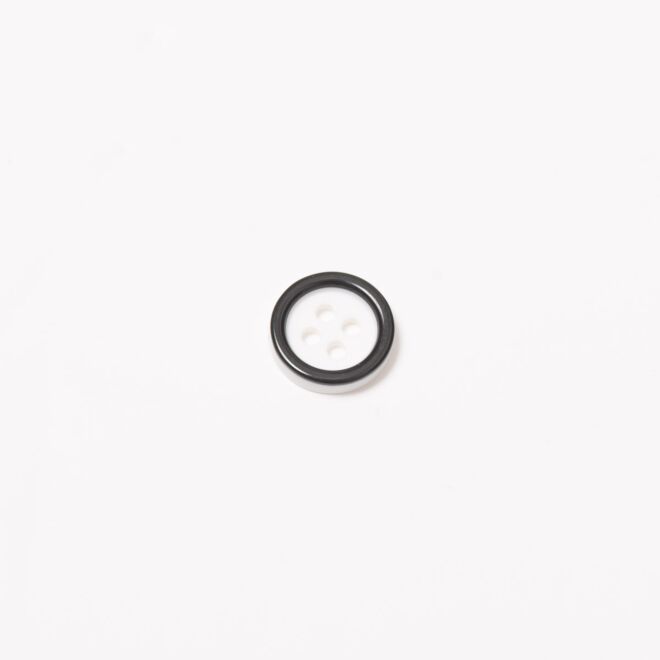 11mm Kunststoffknopf 4-Loch weiß/schwarz