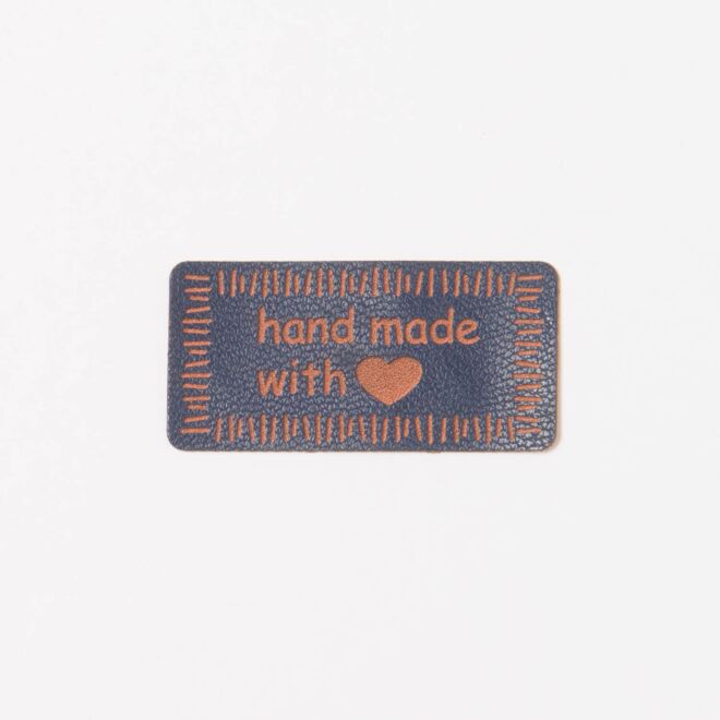 Label "Handmade with love" blau