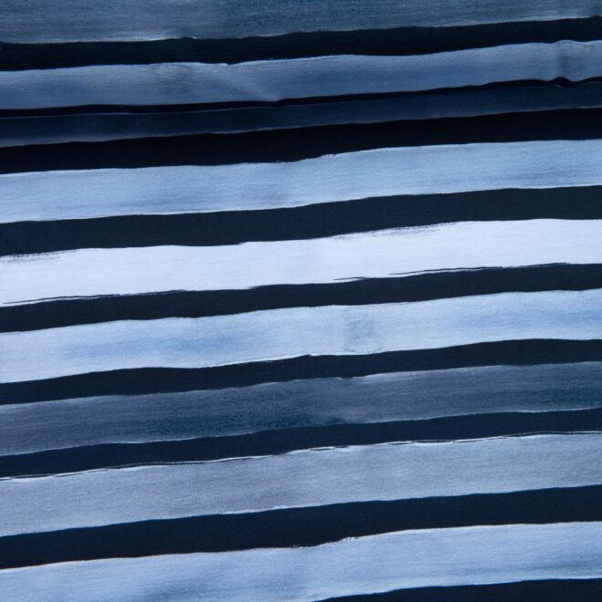 French Terry Painted Stripes blau
