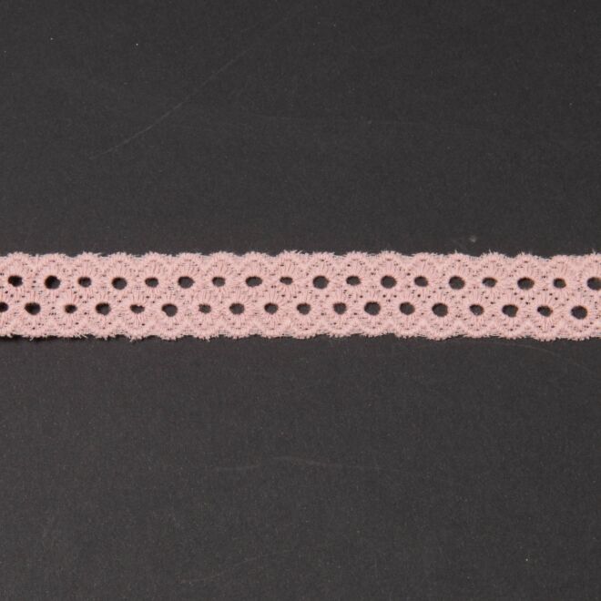 15mm Spitzenband Baumwolle Kreise altrosa