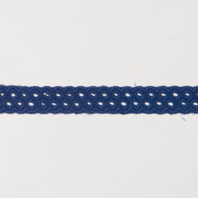 15mm Spitzenband Baumwolle Kreise navy