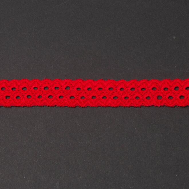 15mm Spitzenband Baumwolle Kreise rot