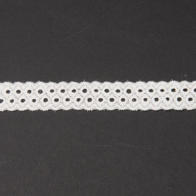 15mm Spitzenband Baumwolle Kreise weiß