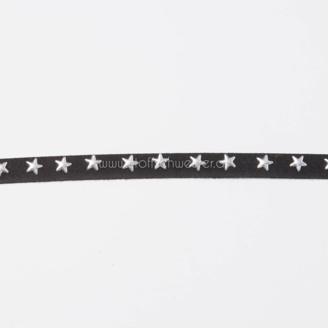 7mm Kunstwildlederband mit Sternen schwarz