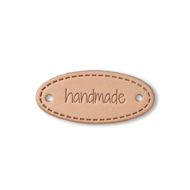 Prym "Handmade" Leder Label oval natur