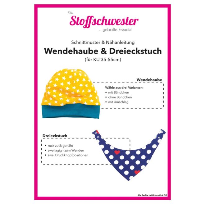 Papierschnittmuster "Wendehaube & Dreieckstuch" by Stoffschwester