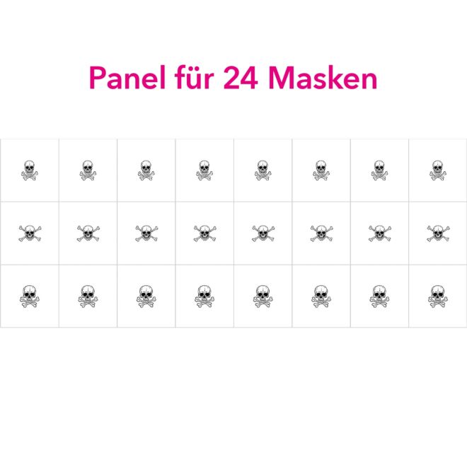 Maskenstoff-Panel Skulls weiß (24 Masken) 