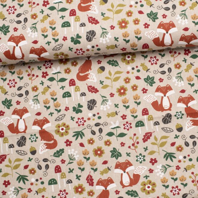 Dekostoff Little Autumn Foxes