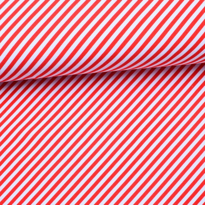 Stoffschwester French Terry "Christmas Stripes" rot/weiß