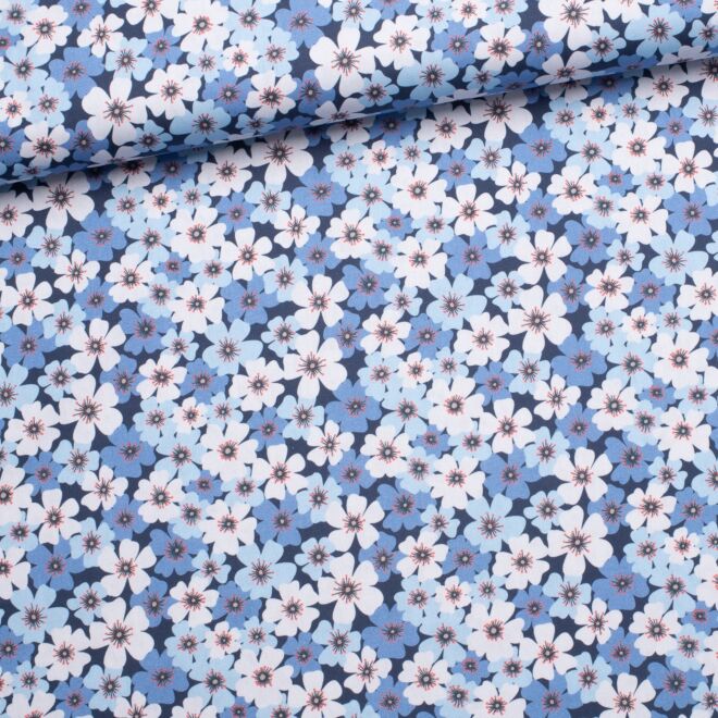 Baumwollwebware "Lilly" Milleflori blau