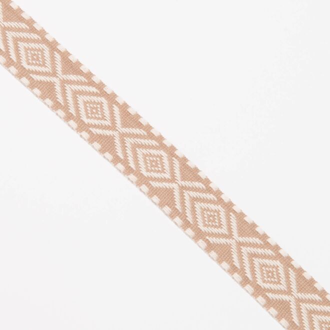 27mm Webband bestickt "X-Rauten" beige/sand
