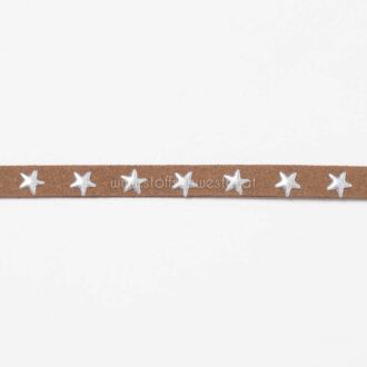 7mm Kunstwildlederband mit Sternen schokobraun