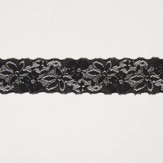 47mm Spitze elastisch Blumen schwarz
