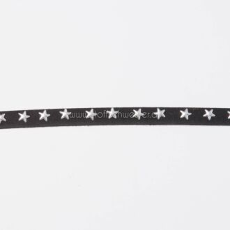 7mm Kunstwildlederband mit Sternen schwarz